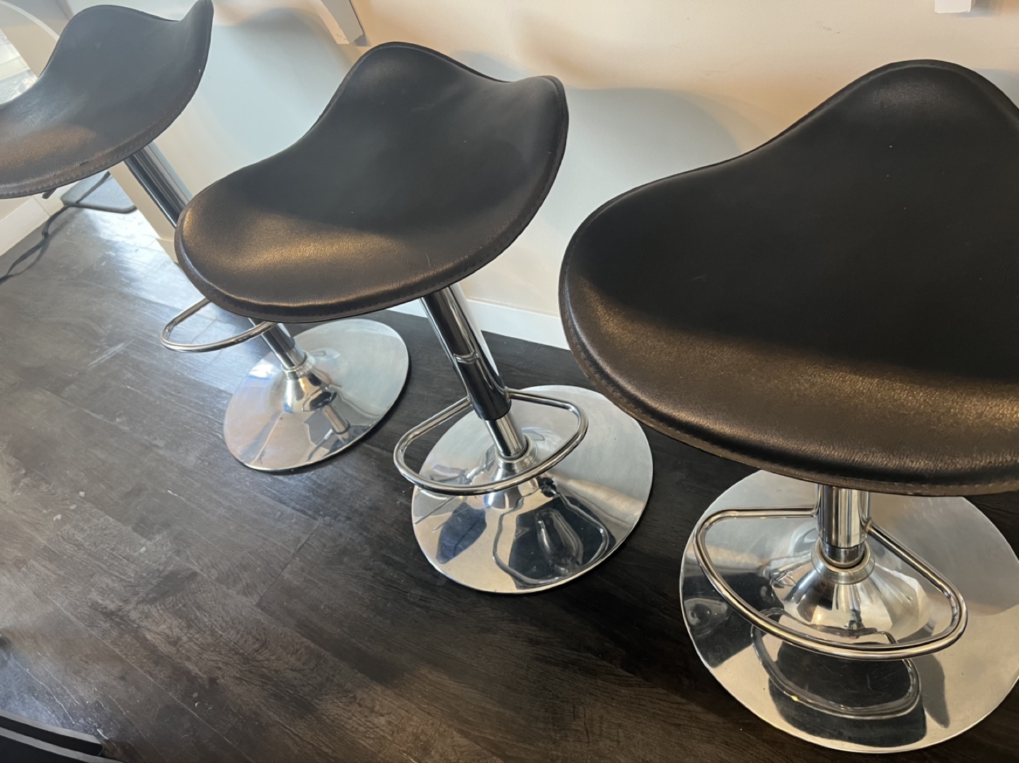 Set of 3 Black Bar Stools. $30 for all 3.
