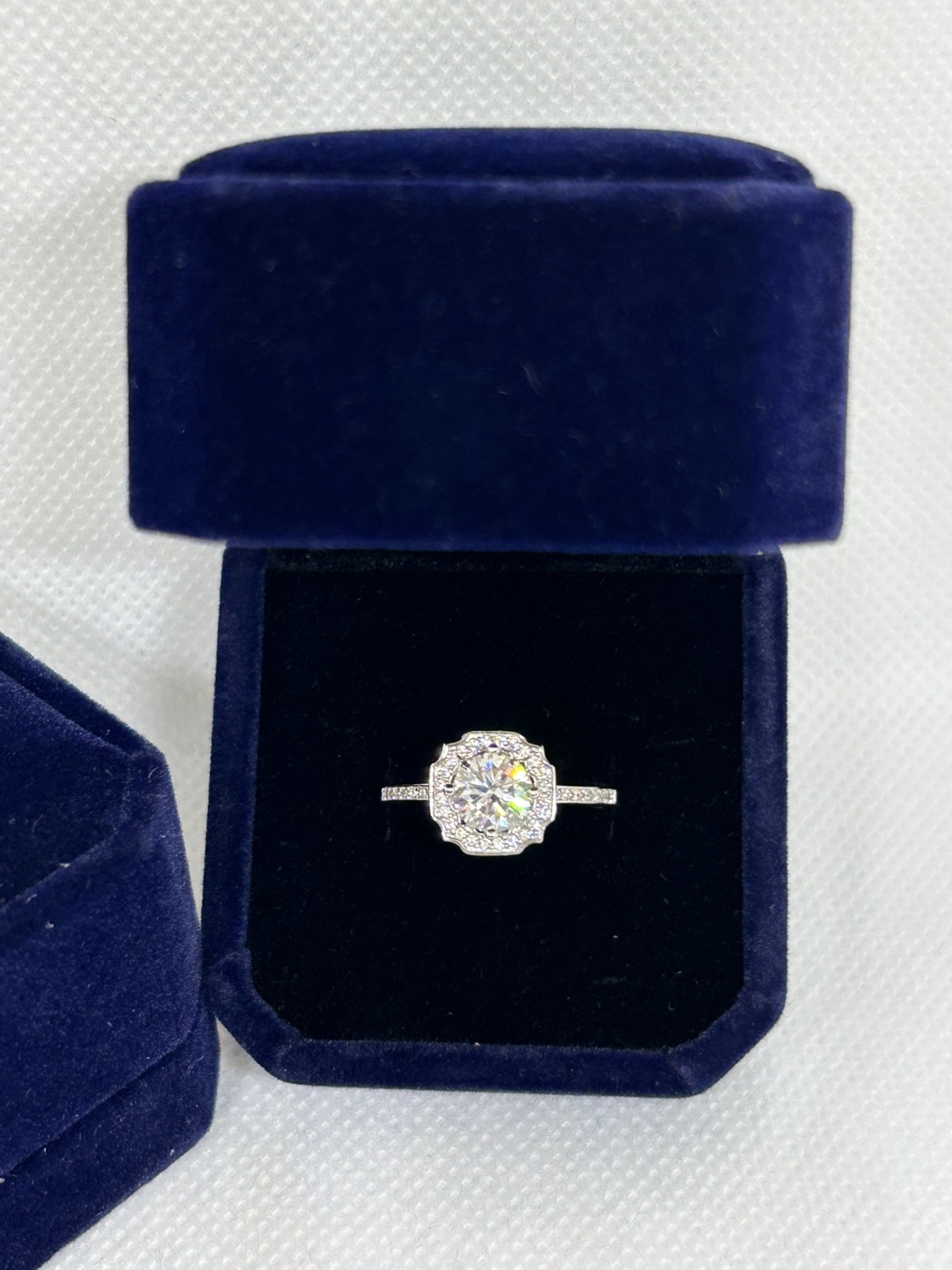 Elegant Halo Moissanite Diamond Engagement Ring