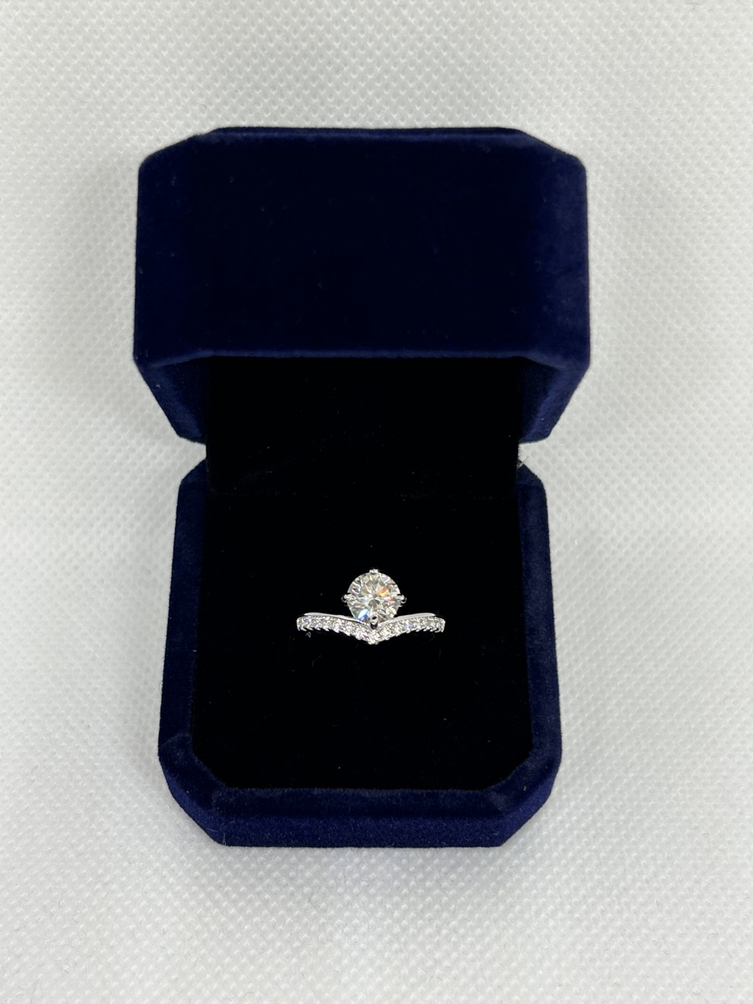 Stunning V Solitaire Moissanite Diamond Ring with Crown Charm - photo 3