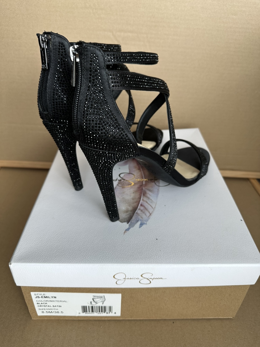 Jessica Simpson Women's Black Crystal Satin Heels, Size 8.5M - photo 2
