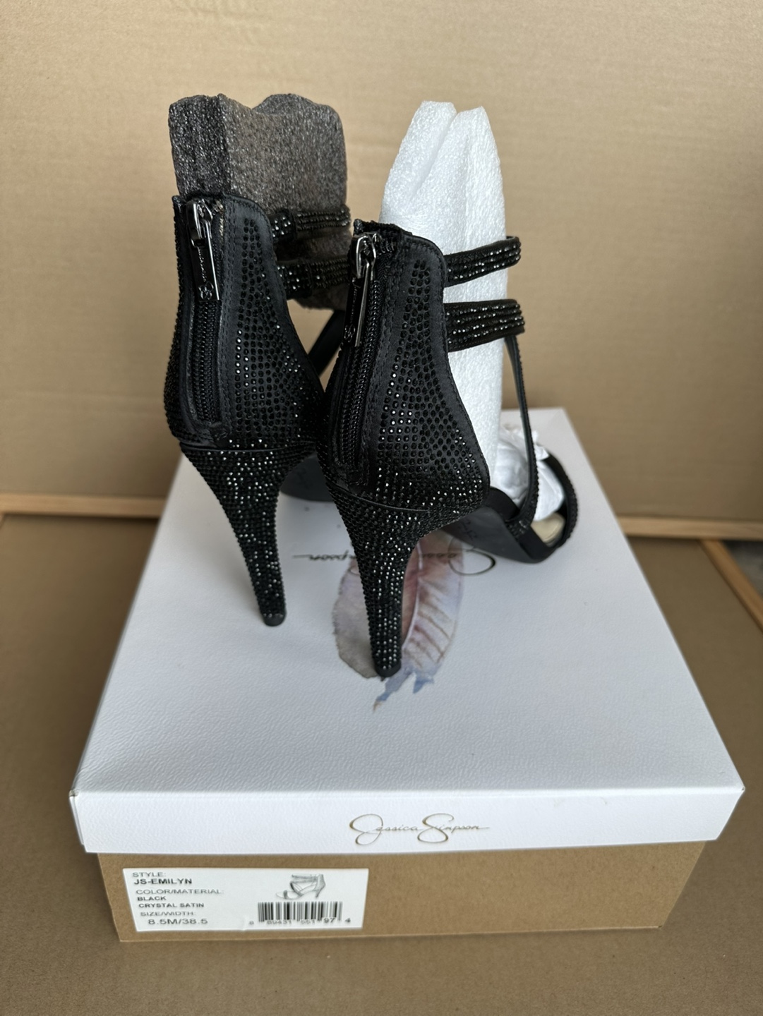 Jessica Simpson Women's Black Crystal Satin Heels, Size 8.5M - photo 4