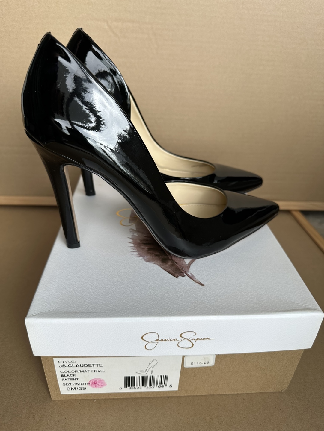 Jessica Simpson Claudette Black Patent Leather Heels - Size 9 - photo 2