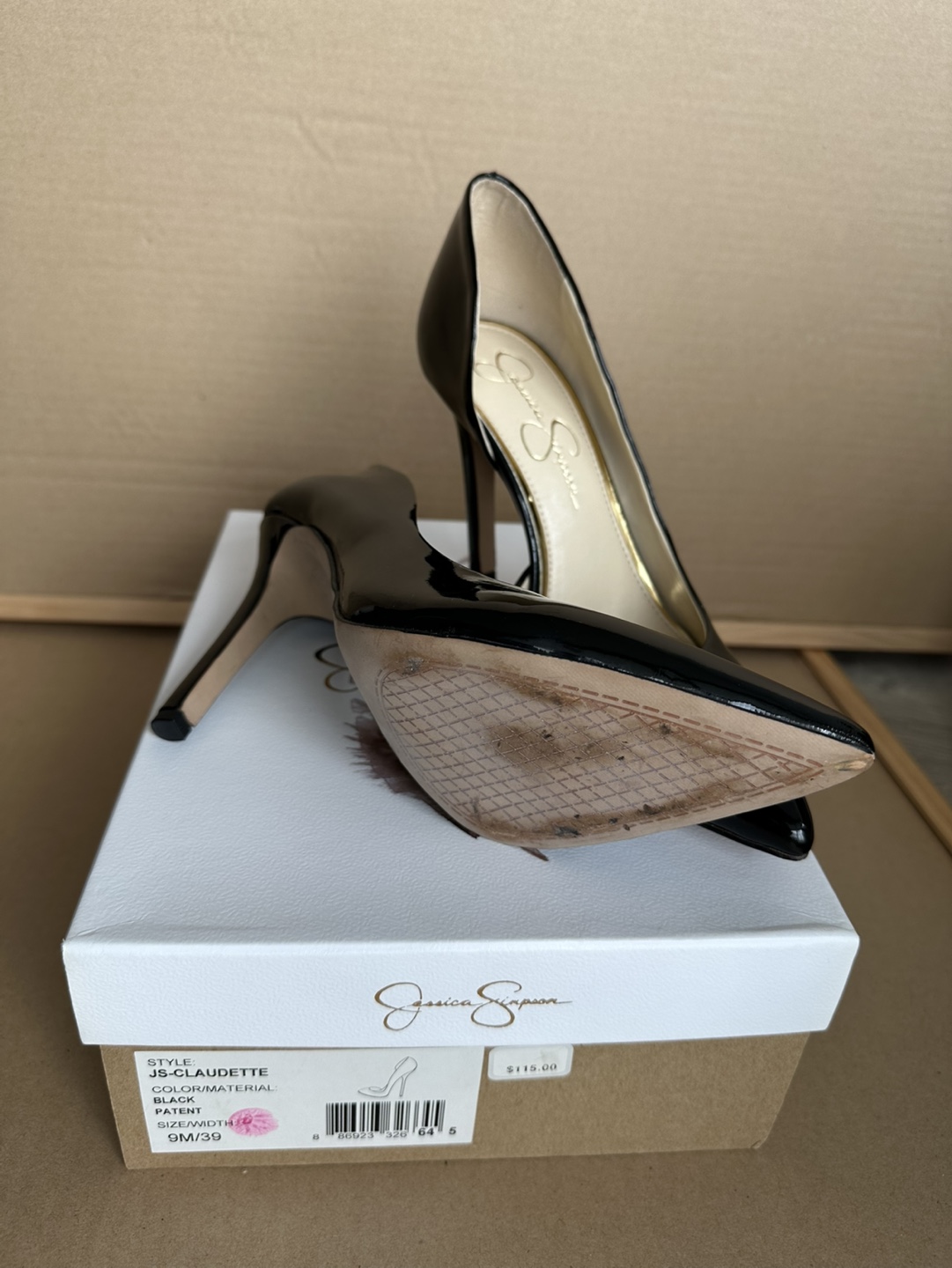 Jessica Simpson Claudette Black Patent Leather Heels - Size 9 - photo 4
