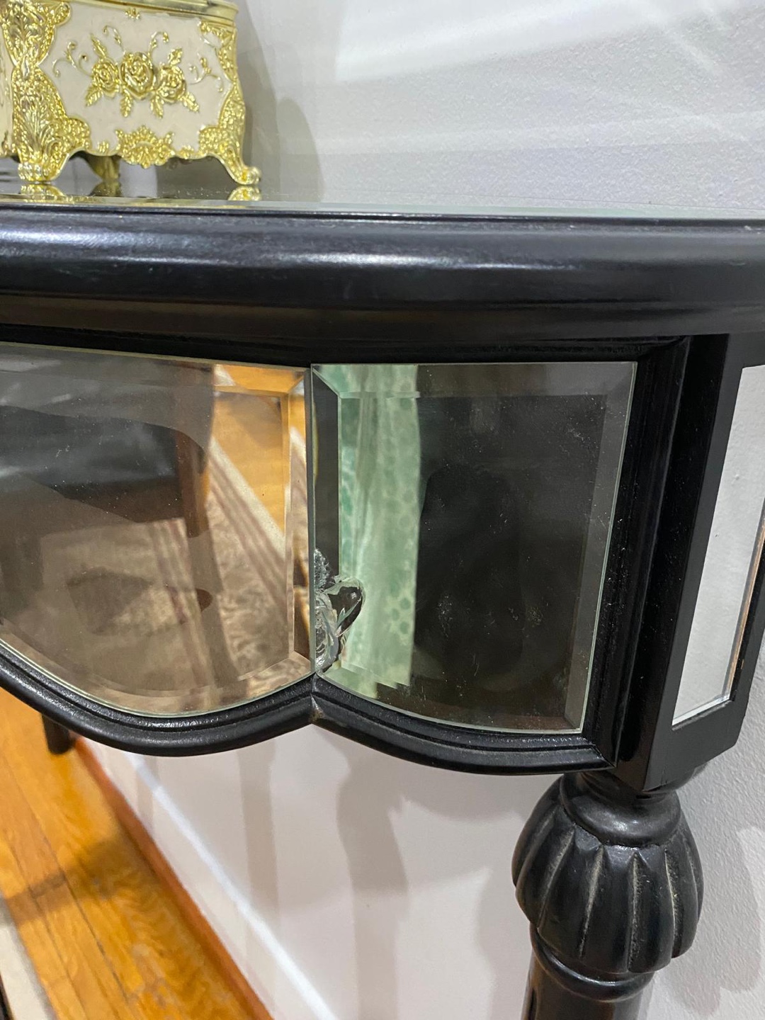 Black mirrored half-moon console table - photo 2