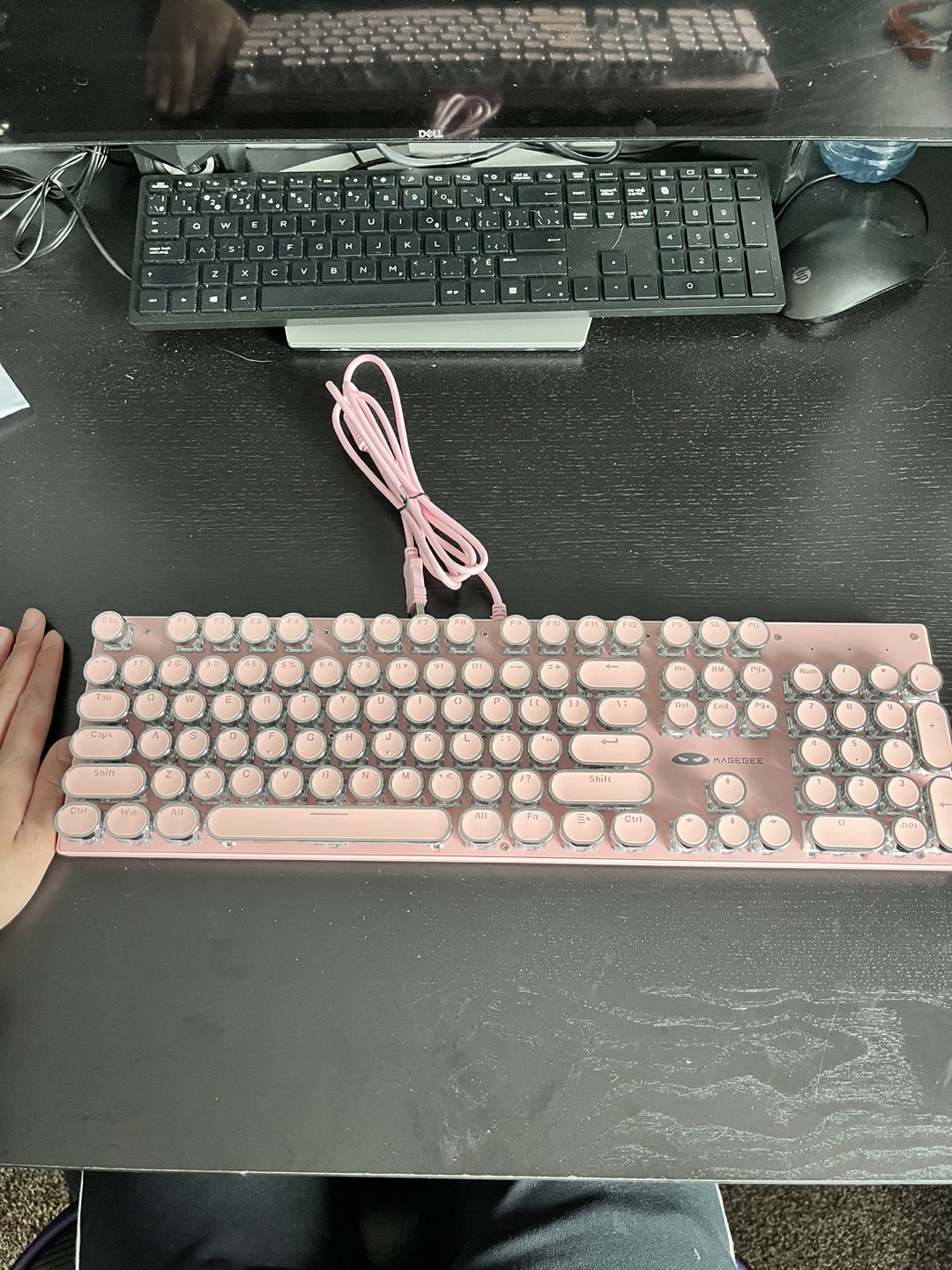 Pink MageGee MK-610DN Retro Typewriter Mechanical Keyboard