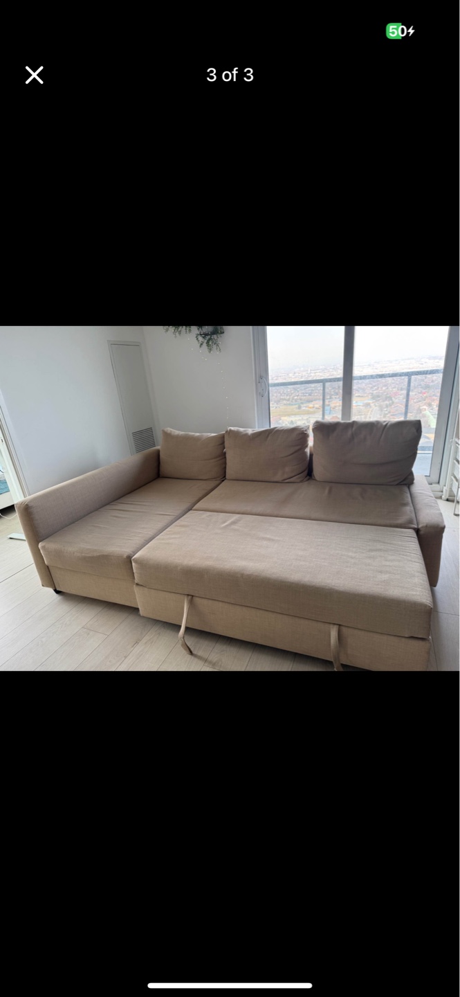 IKEA FRIHETEN Corner Sofa-Bed, Beige
