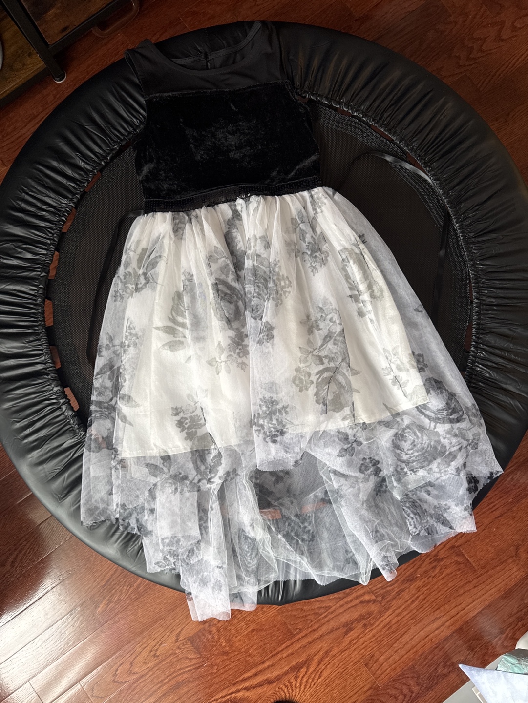 Girls' Black and White Floral High-Low Dress Size 8