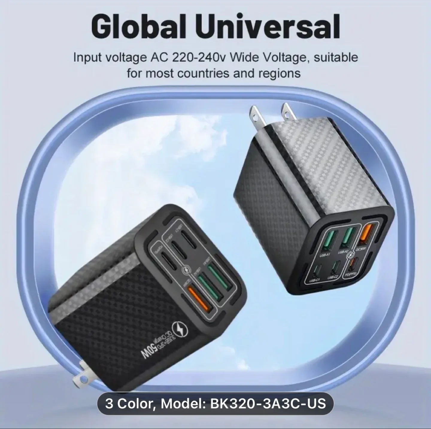 50W 6-Port USB Fast Charger - BK320-3A3C-US image indicator(5)