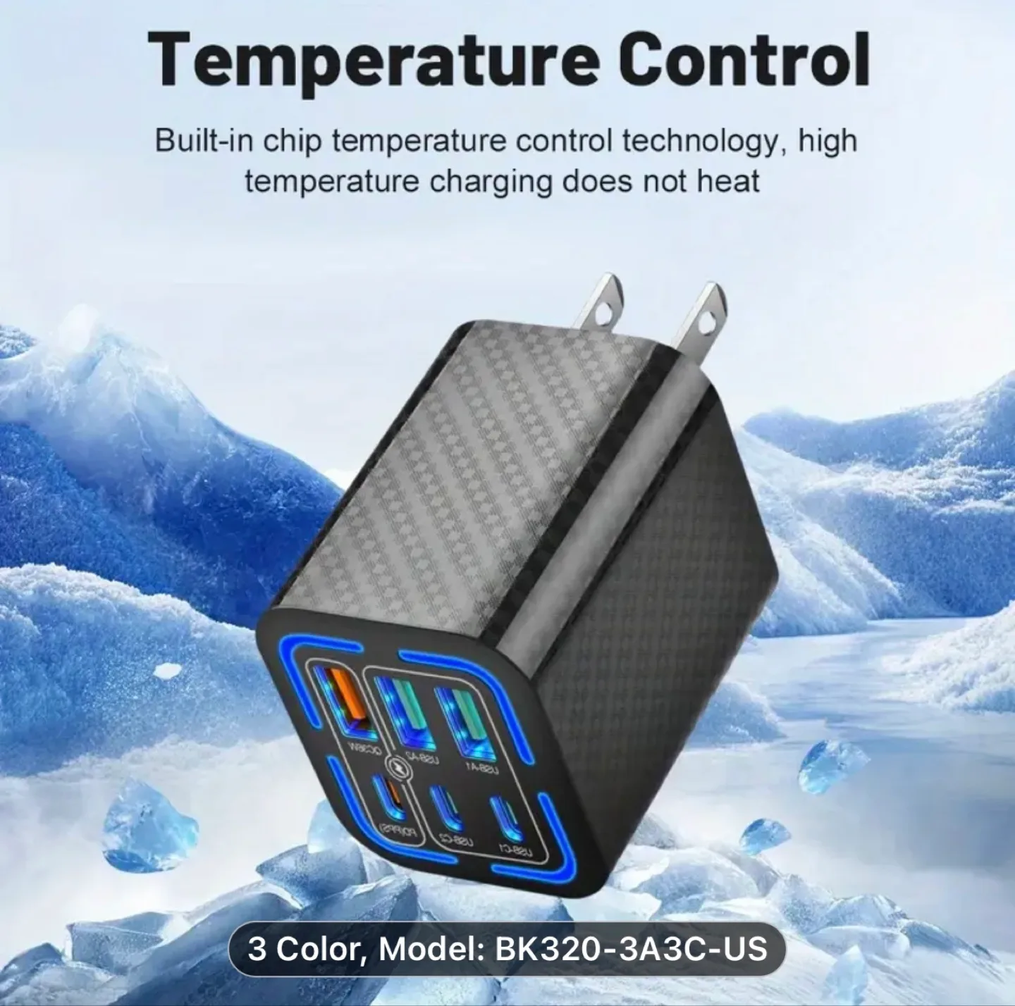 50W 6-Port USB Fast Charger - BK320-3A3C-US image indicator(6)