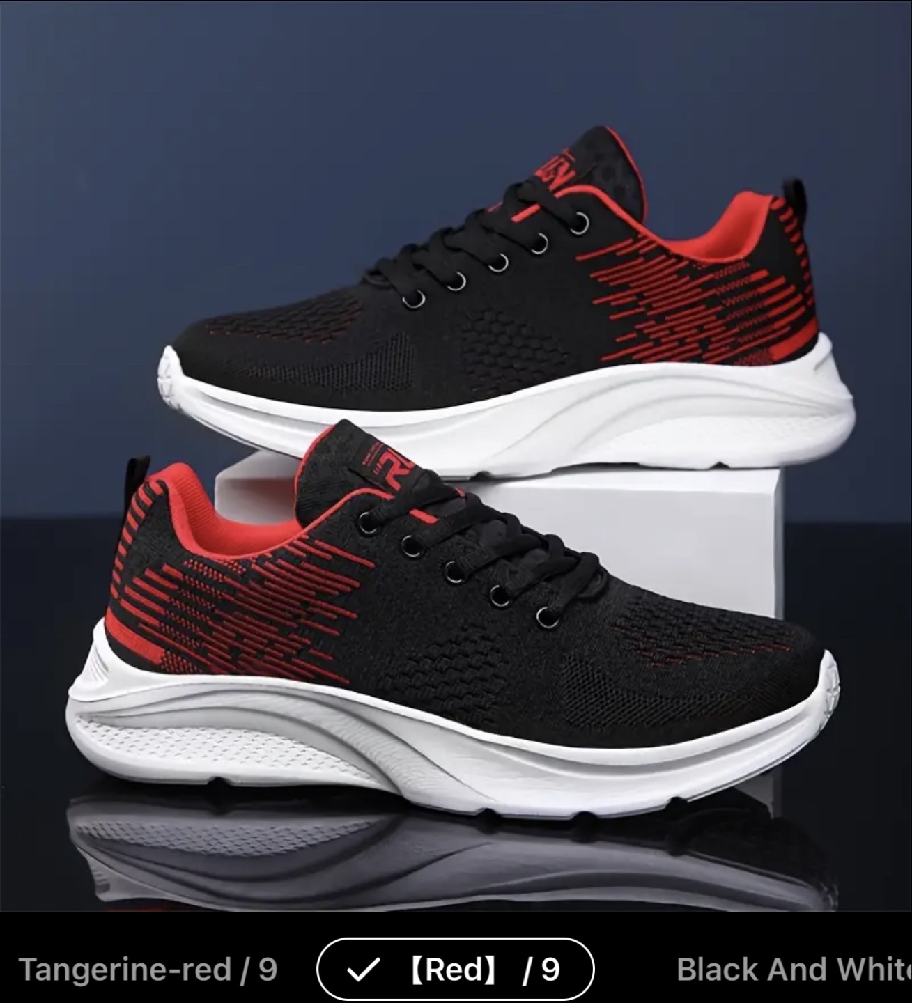 Men's Casual Sneakers - Black with Red/Orange Accents
