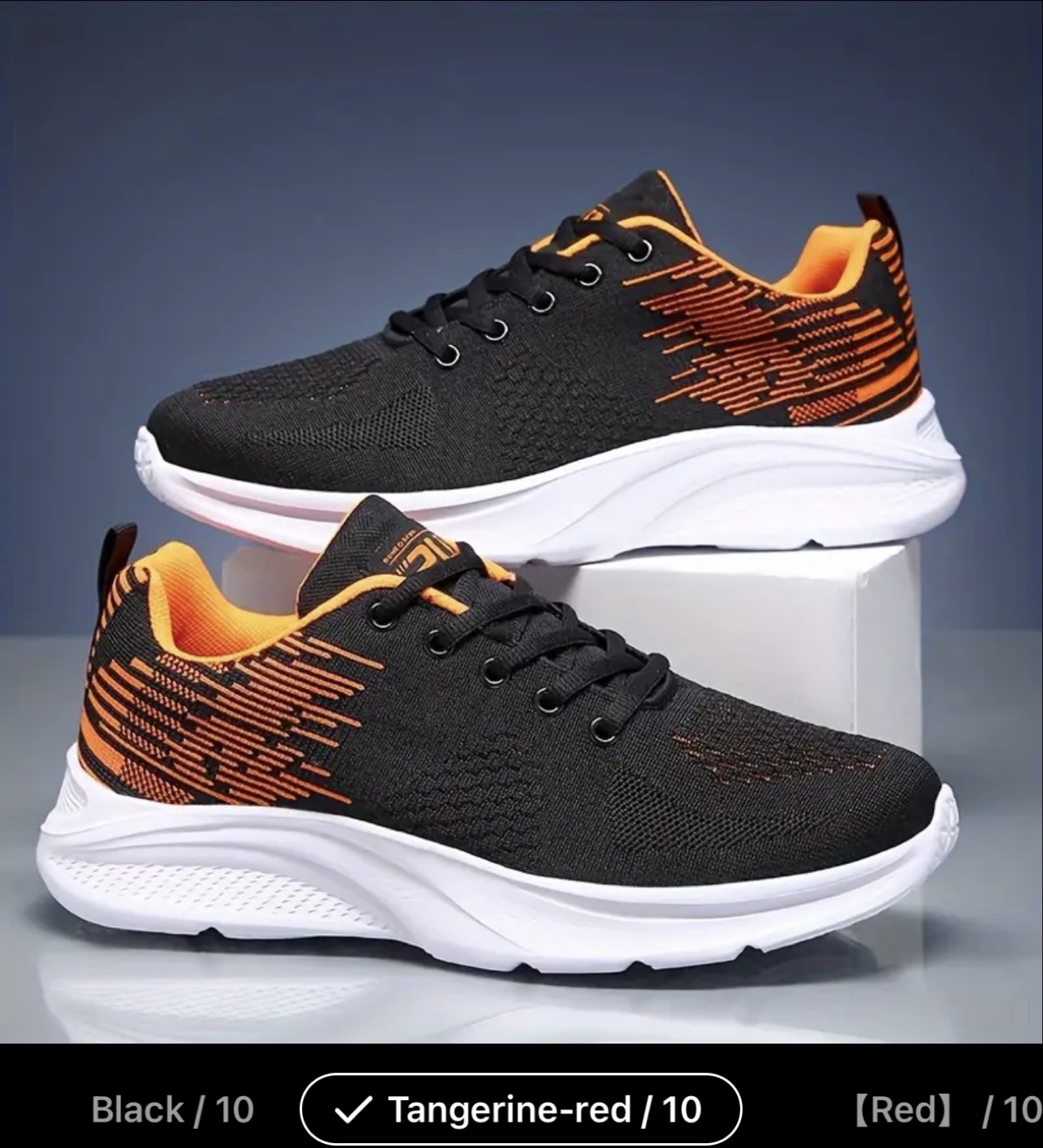 Men's Casual Sneakers - Black with Red/Orange Accents - photo 2