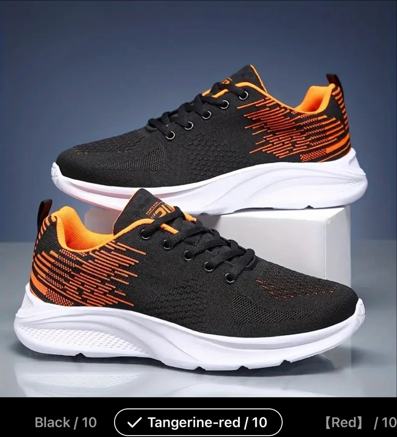 Men's Casual Sneakers - Black with Red/Orange Accents image indicator(2)