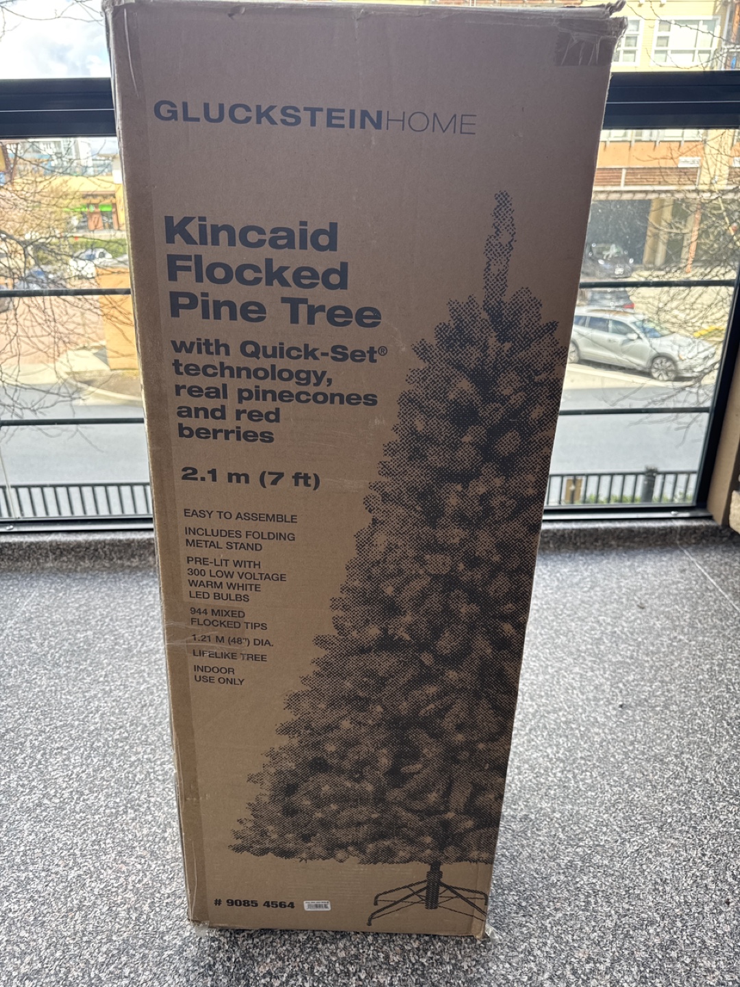 7ft Pre-lit Flocked Kincaid Pine Artificial Christmas Tree