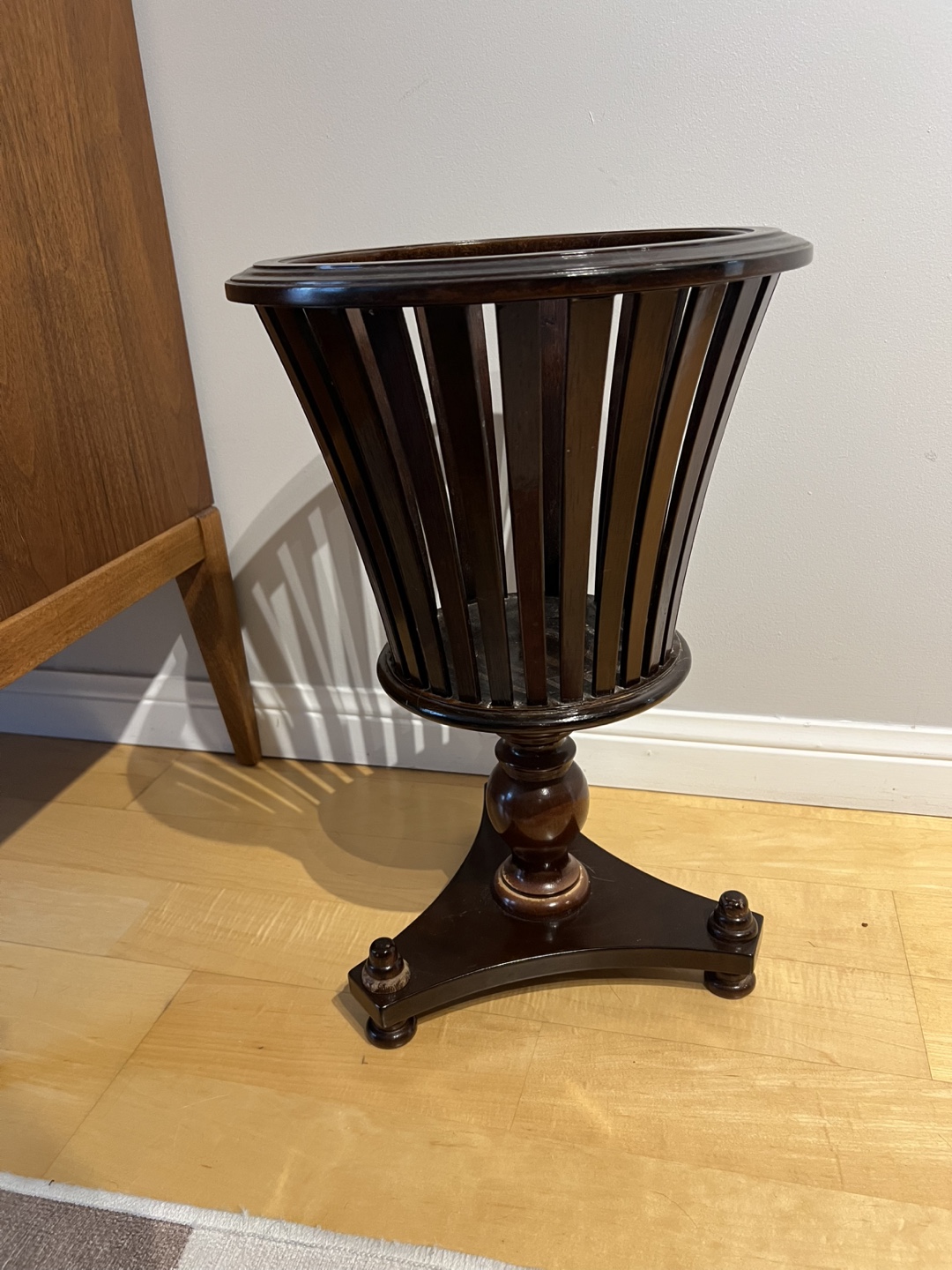 Dark Wooden Plant Stand with Artificial Plant - photo 4