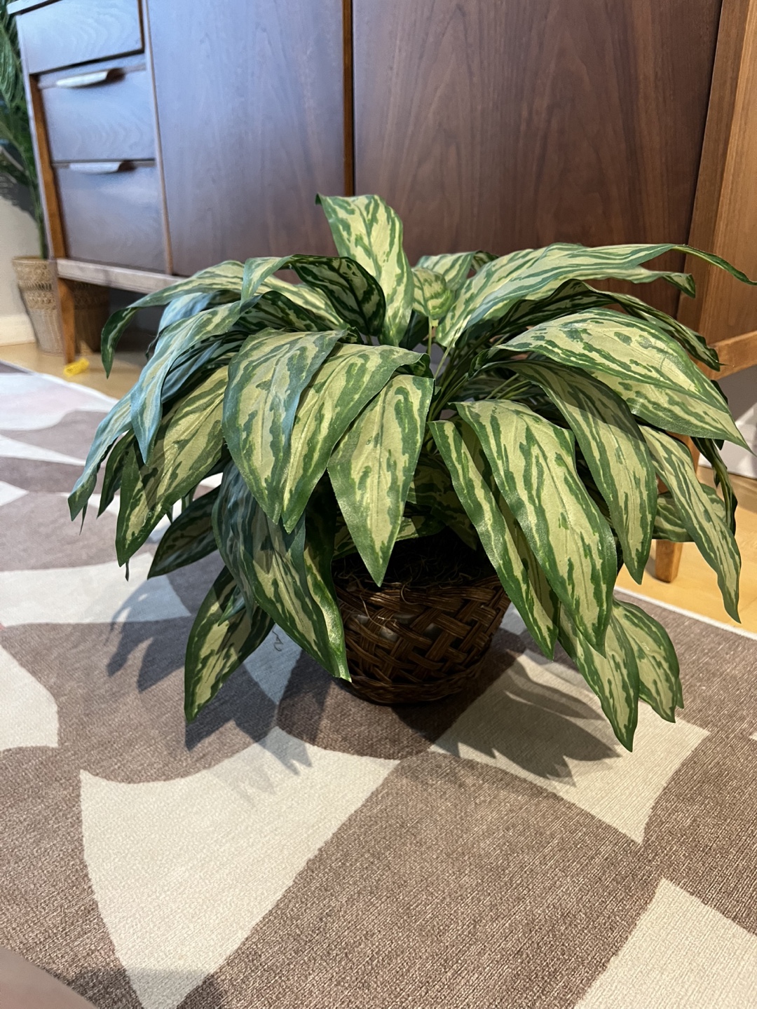 Dark Wooden Plant Stand with Artificial Plant - photo 5