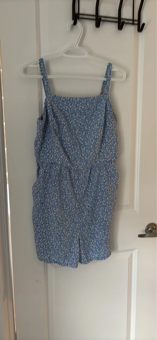 Old Navy Blue Floral Romper, Size Large thumbnail