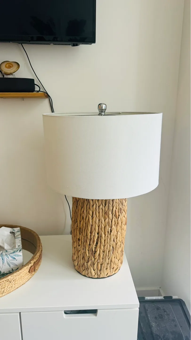 Woven Seagrass Table Lamp with White Shade💚 thumbnail