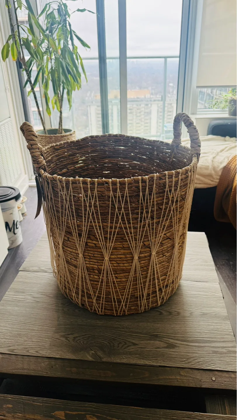 Handwoven Seagrass Basket with Handles💚 thumbnail