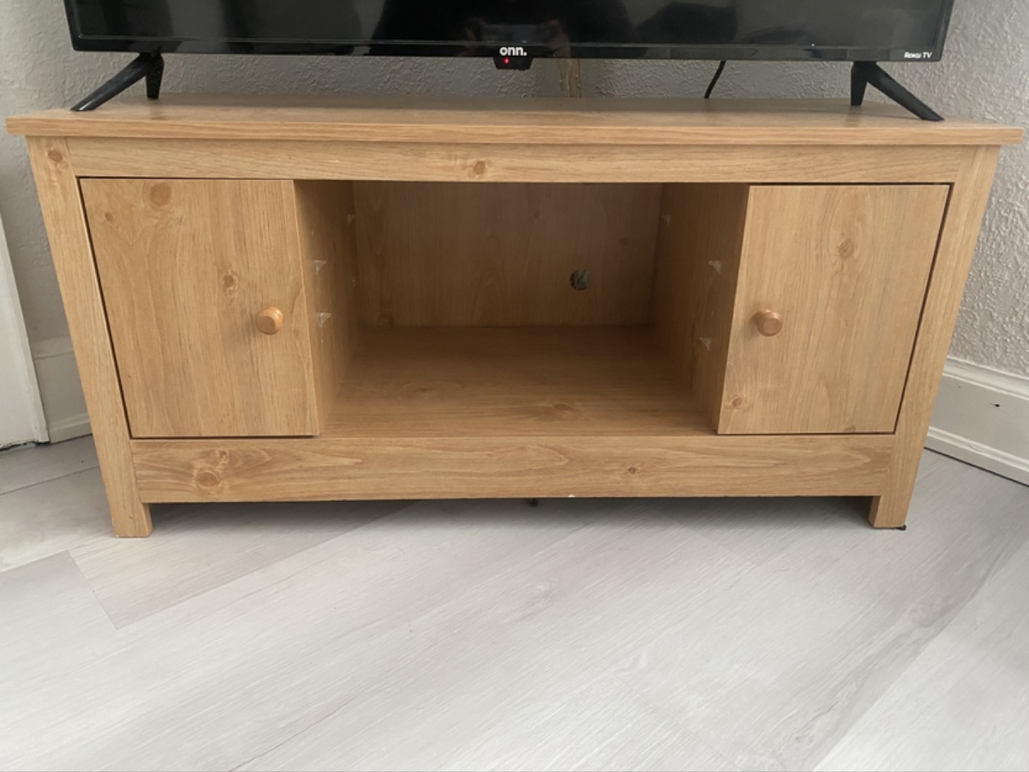Light Wood TV Stand with Storage - photo 2