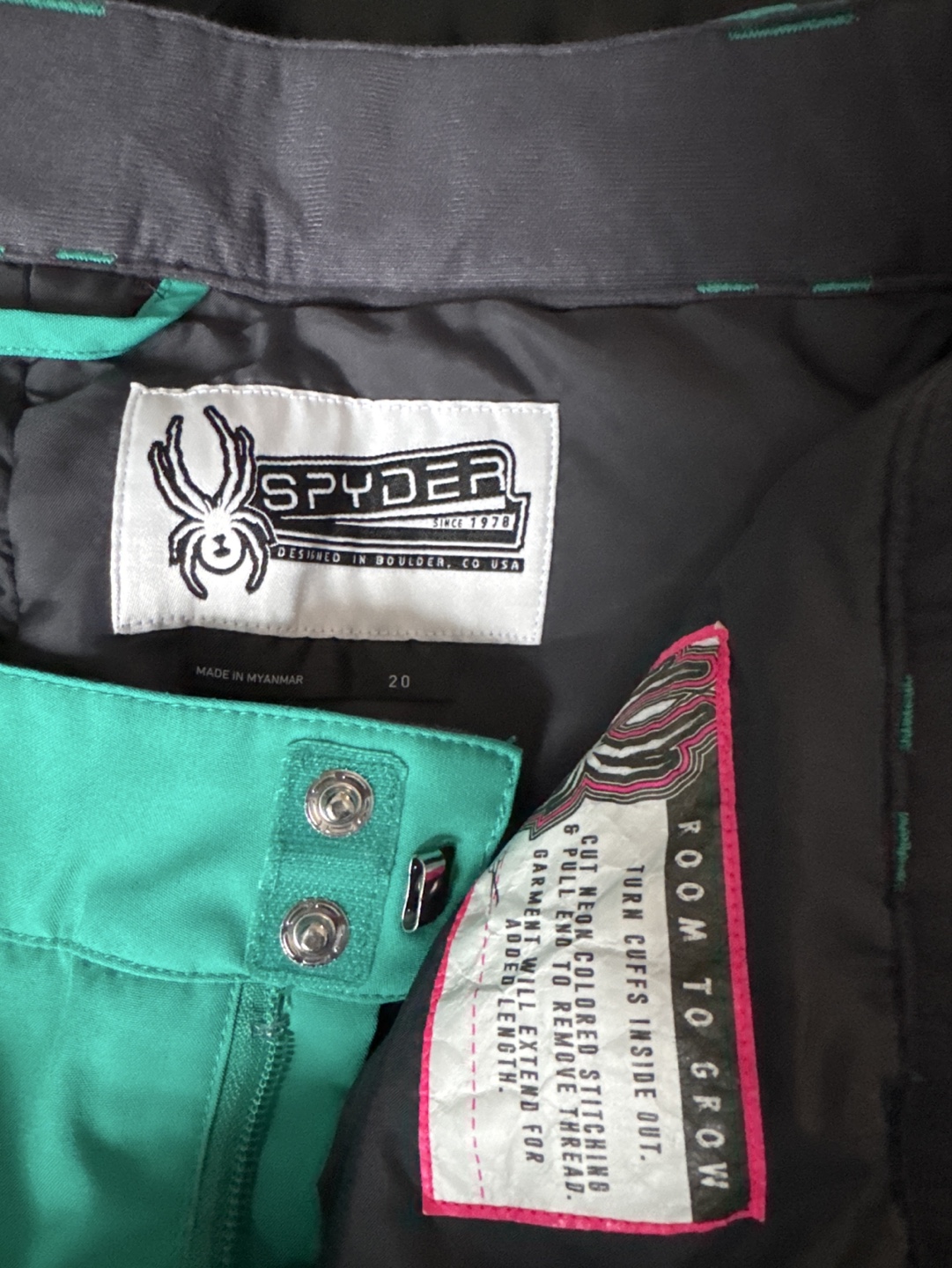 Girls' Spyder Size 20 Teal Green Snow Pants - photo 4