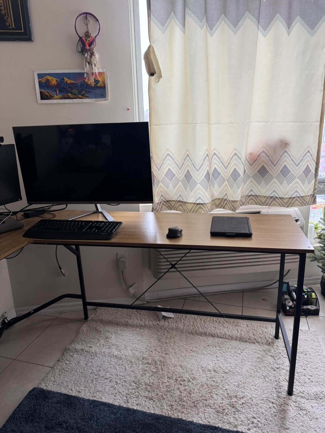 L-Shaped Computer Desk with Black Metal Frame - photo 2