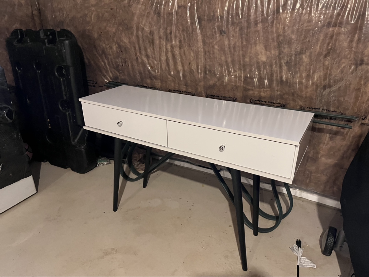 White & Black Two-Drawer Console Table