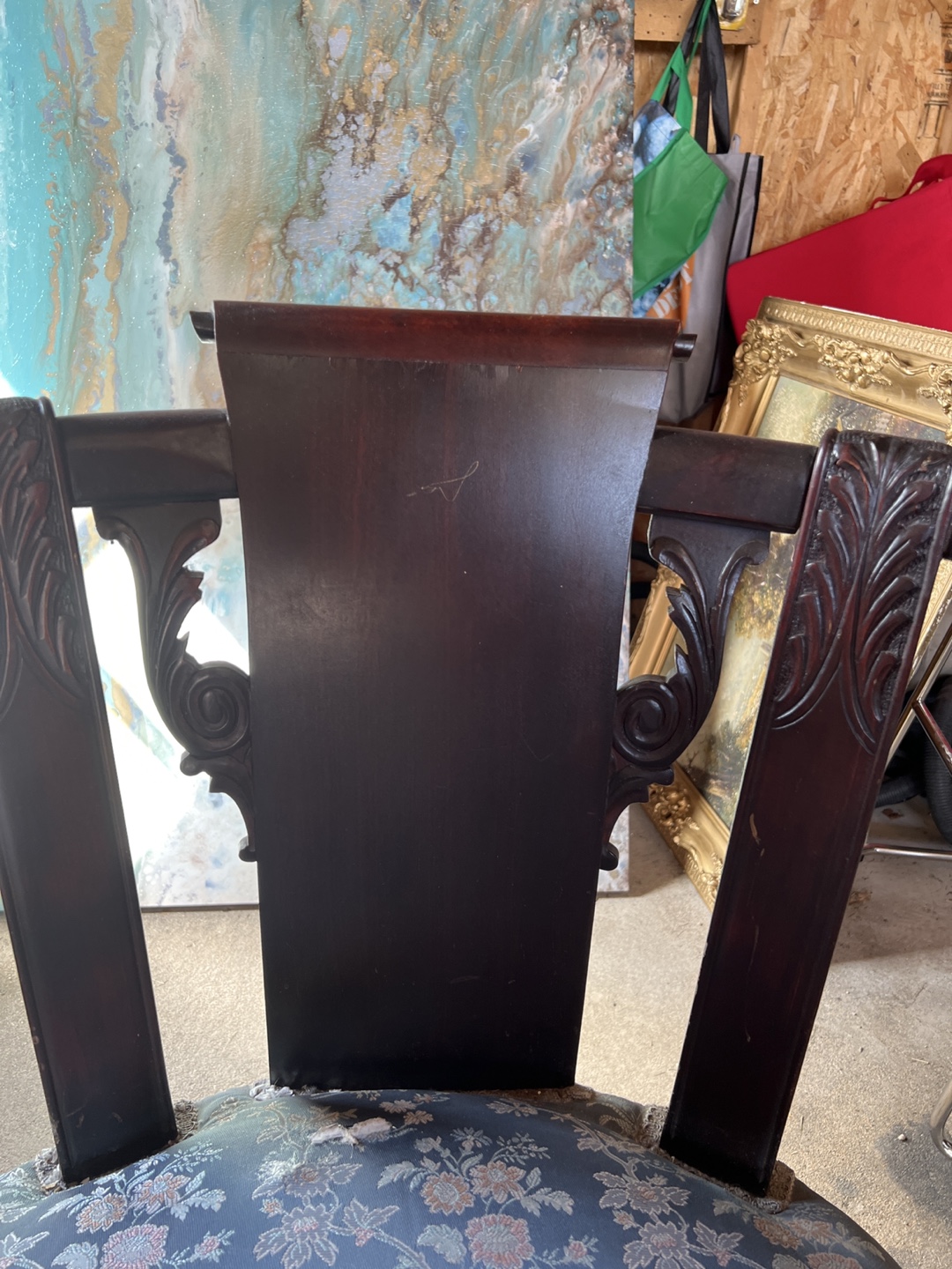 Antique Wooden Chair with Floral Upholstery - photo 2