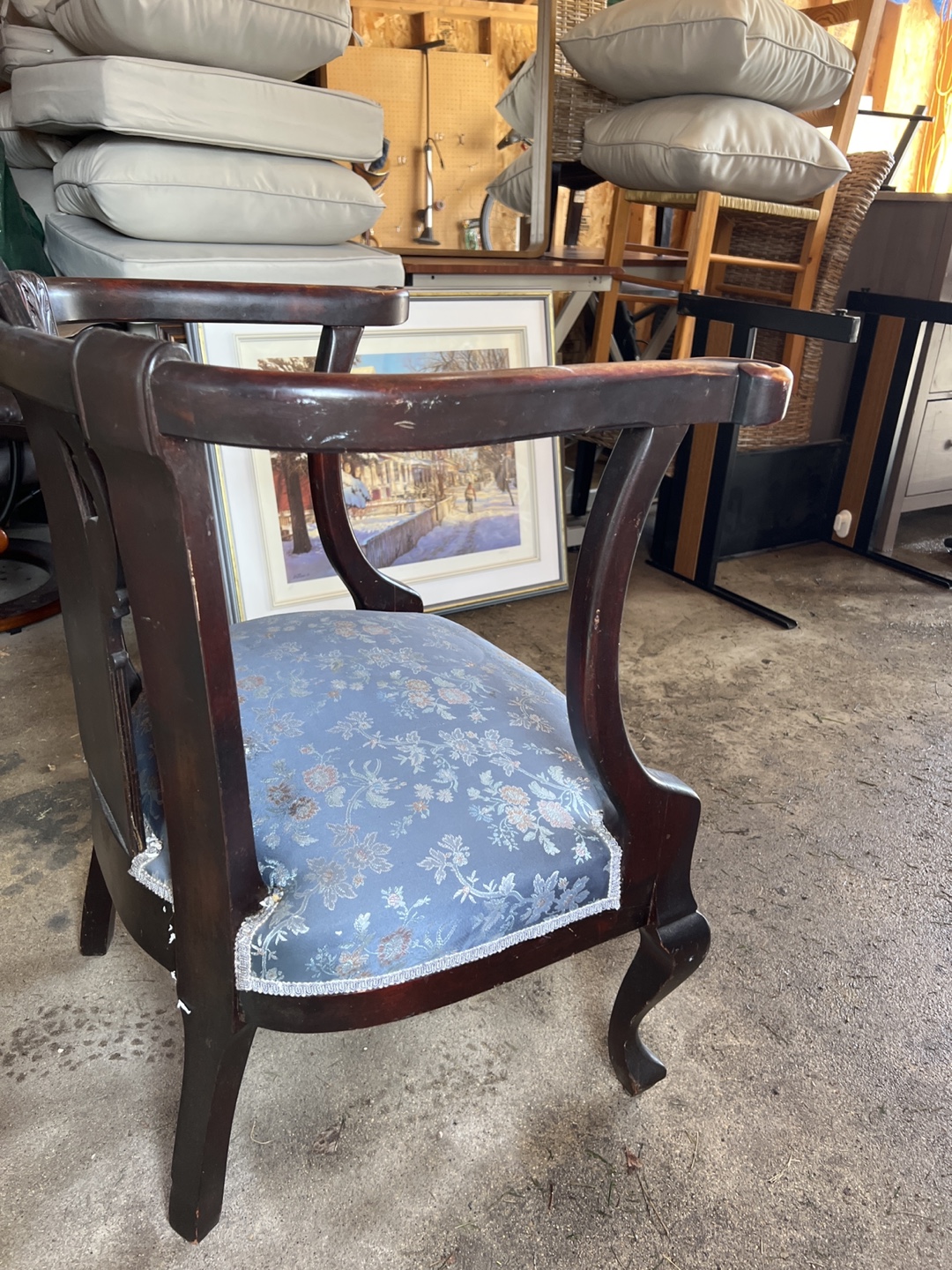 Antique Wooden Chair with Floral Upholstery - photo 4