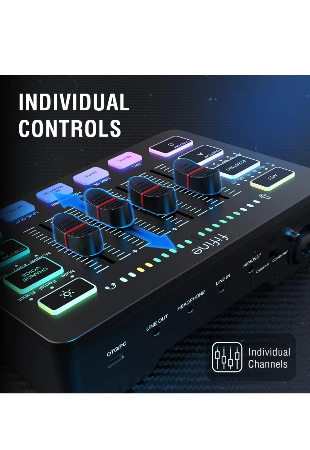 Fifine Ampligame Audio Mixer image indicator(9)