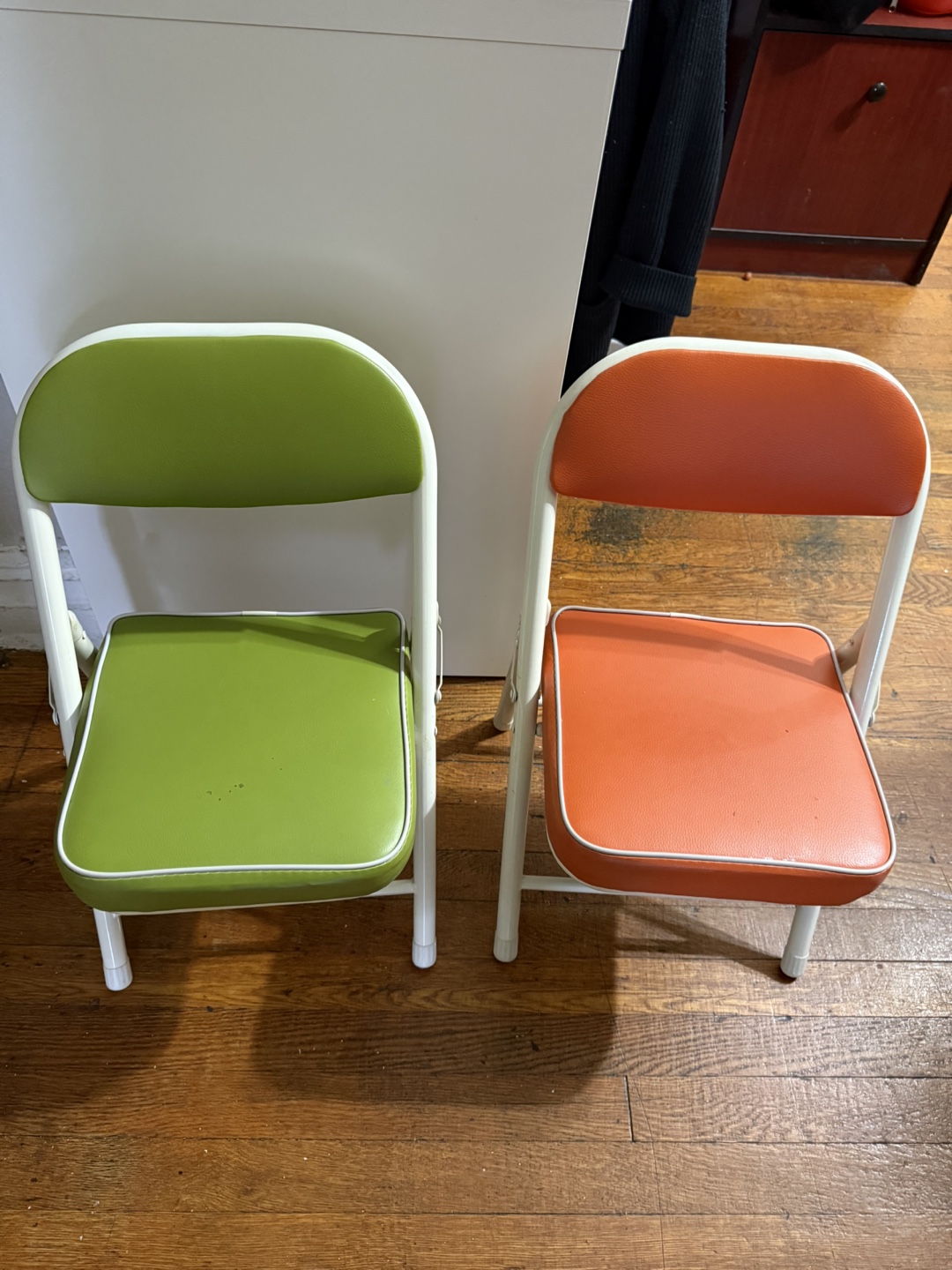 Pair of Vintage Folding Chairs - Green & Orange