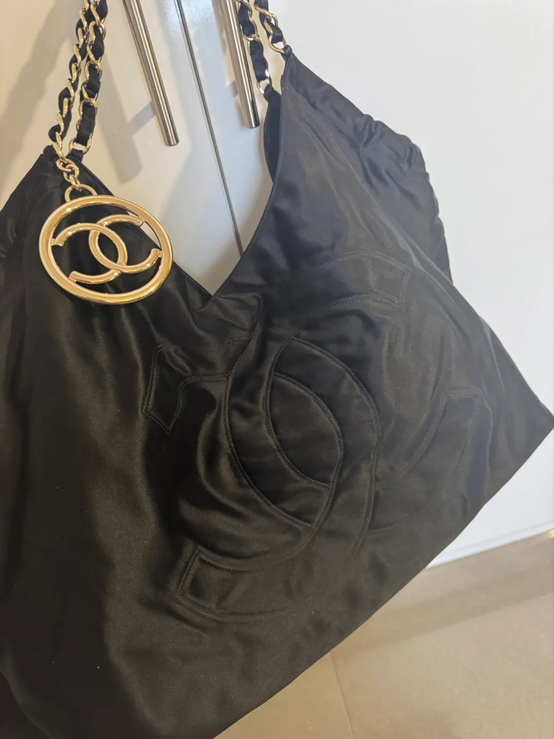 Chanel Black Satin Tote Bag image indicator(3)