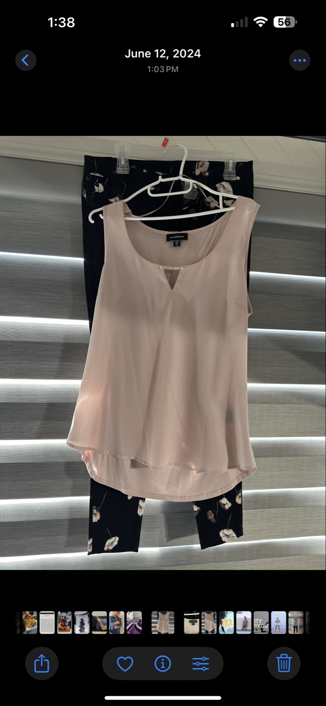 Le Chateau Women's Pink Blouse and Black Pants Set