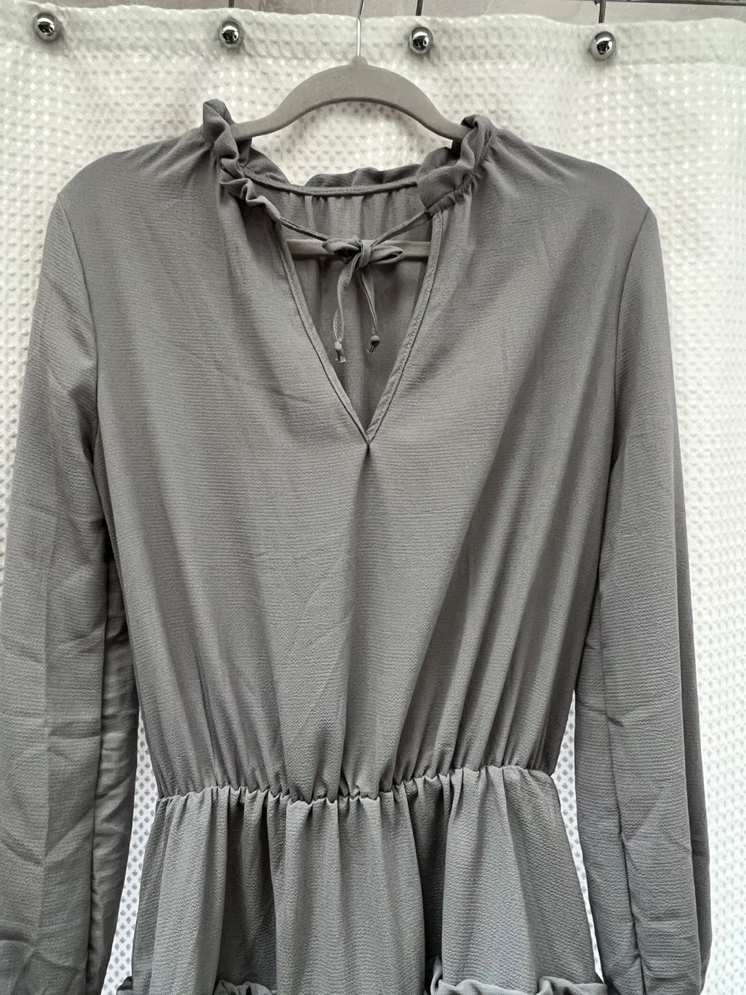 💚Grey tiered ruffle mini dress image indicator(2)