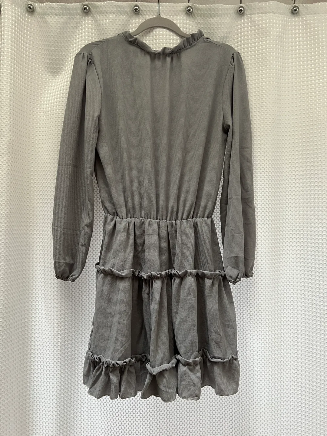 💚Grey tiered ruffle mini dress image indicator(4)