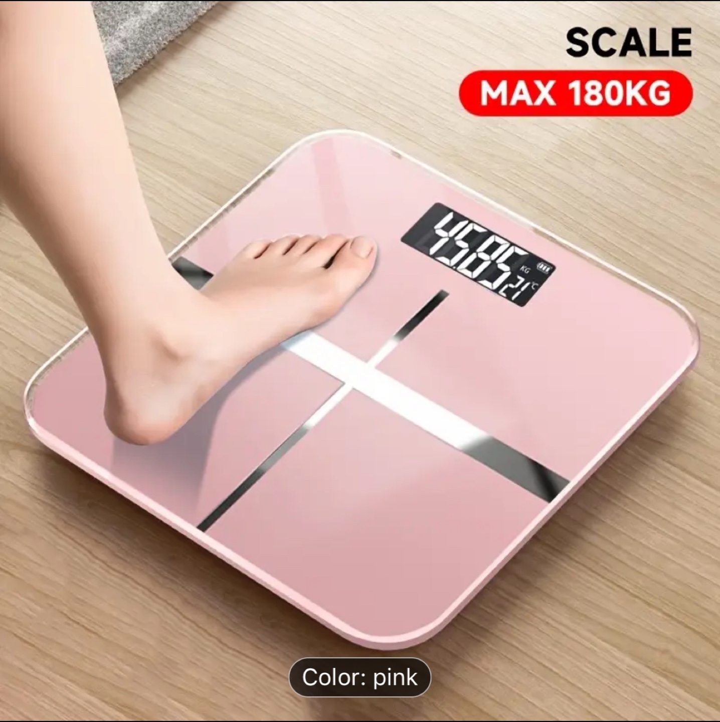 New with Box . Pink Digital Bathroom Scale.