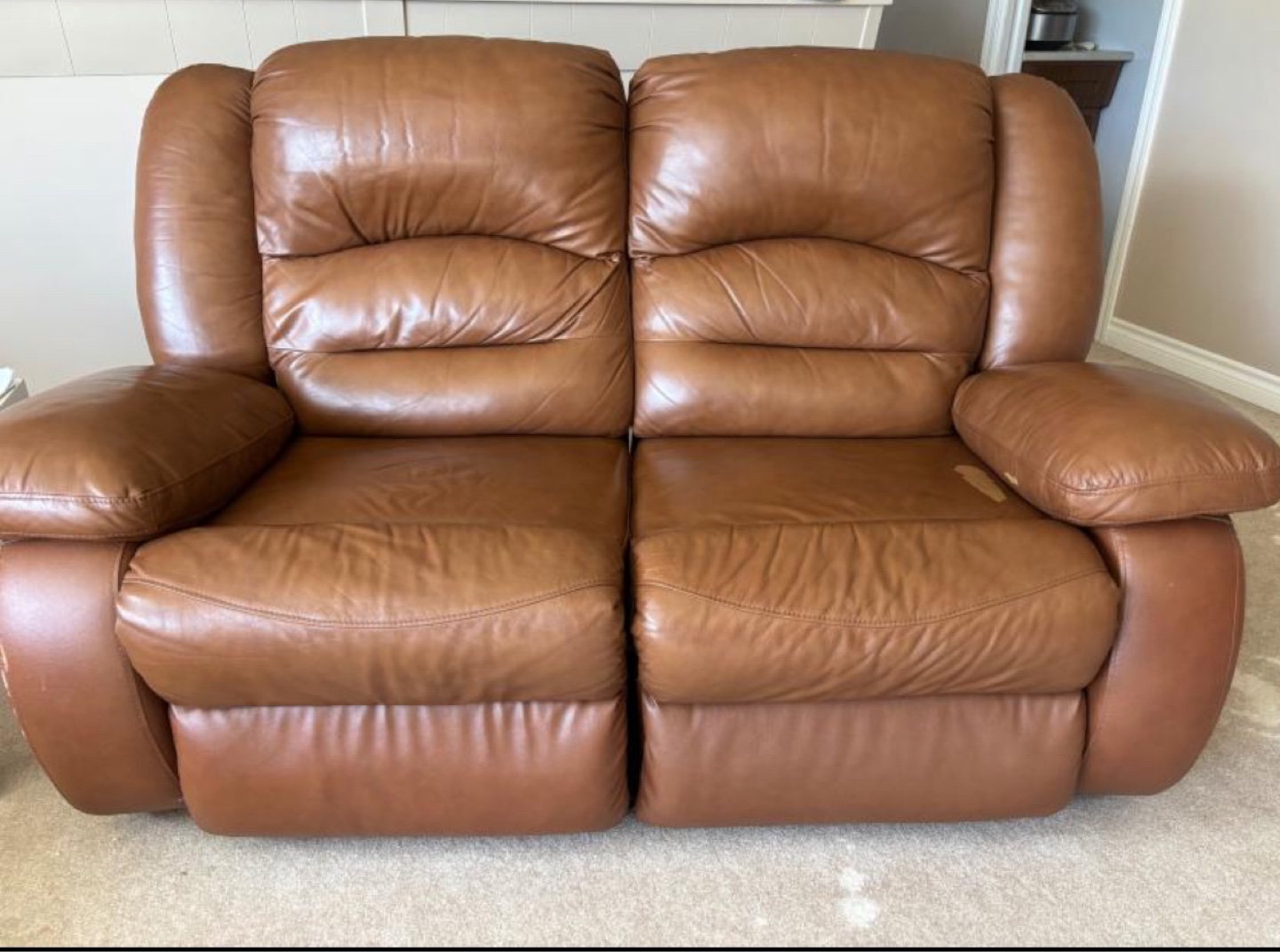 Brown Leather Recliner Loveseat