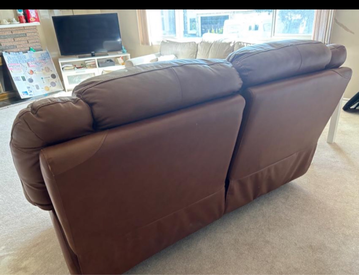 Brown Leather Recliner Loveseat - photo 3