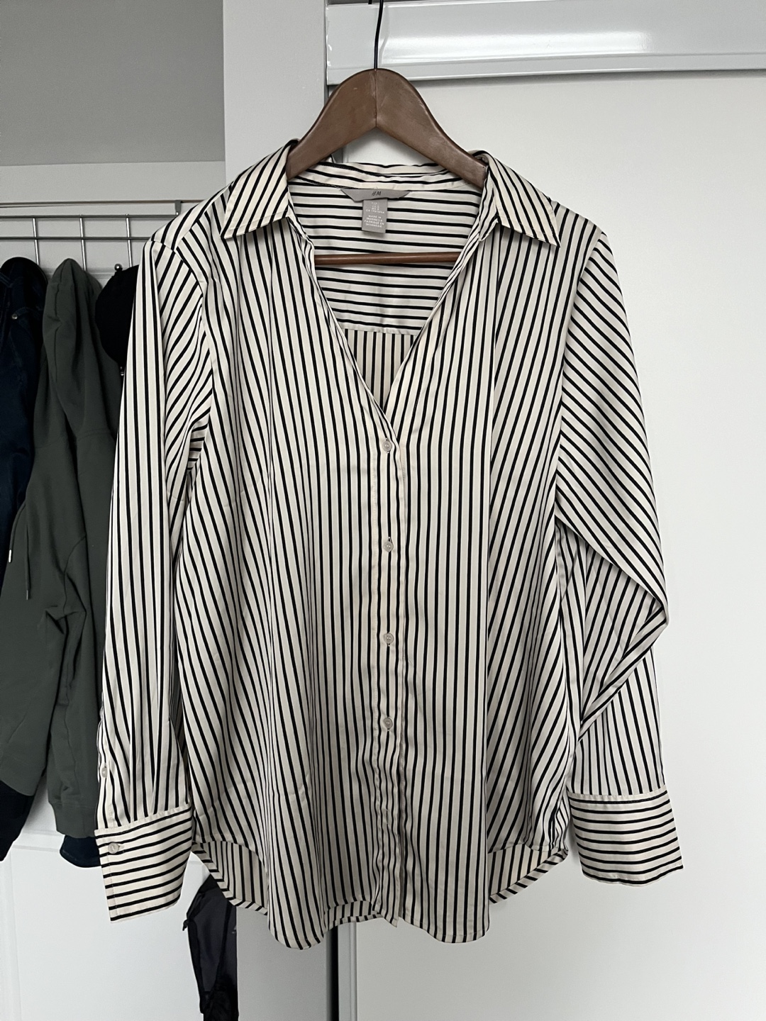 H&M Black and White Striped Blouse