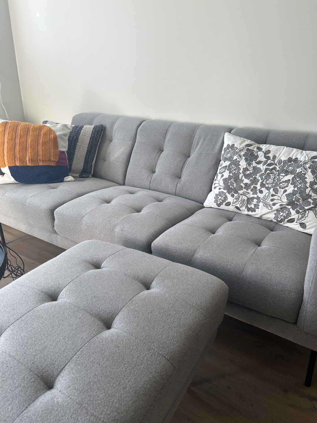 Grey Sectional Sofa with Ottoman