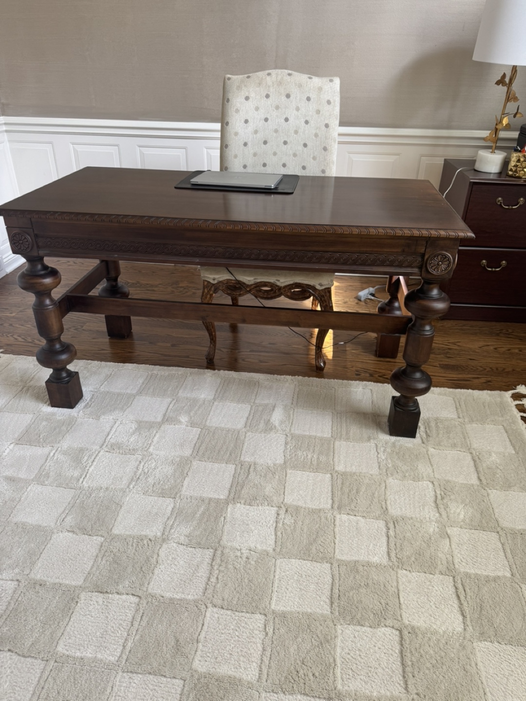 Solid Wood desk with chair and two pull out drawers