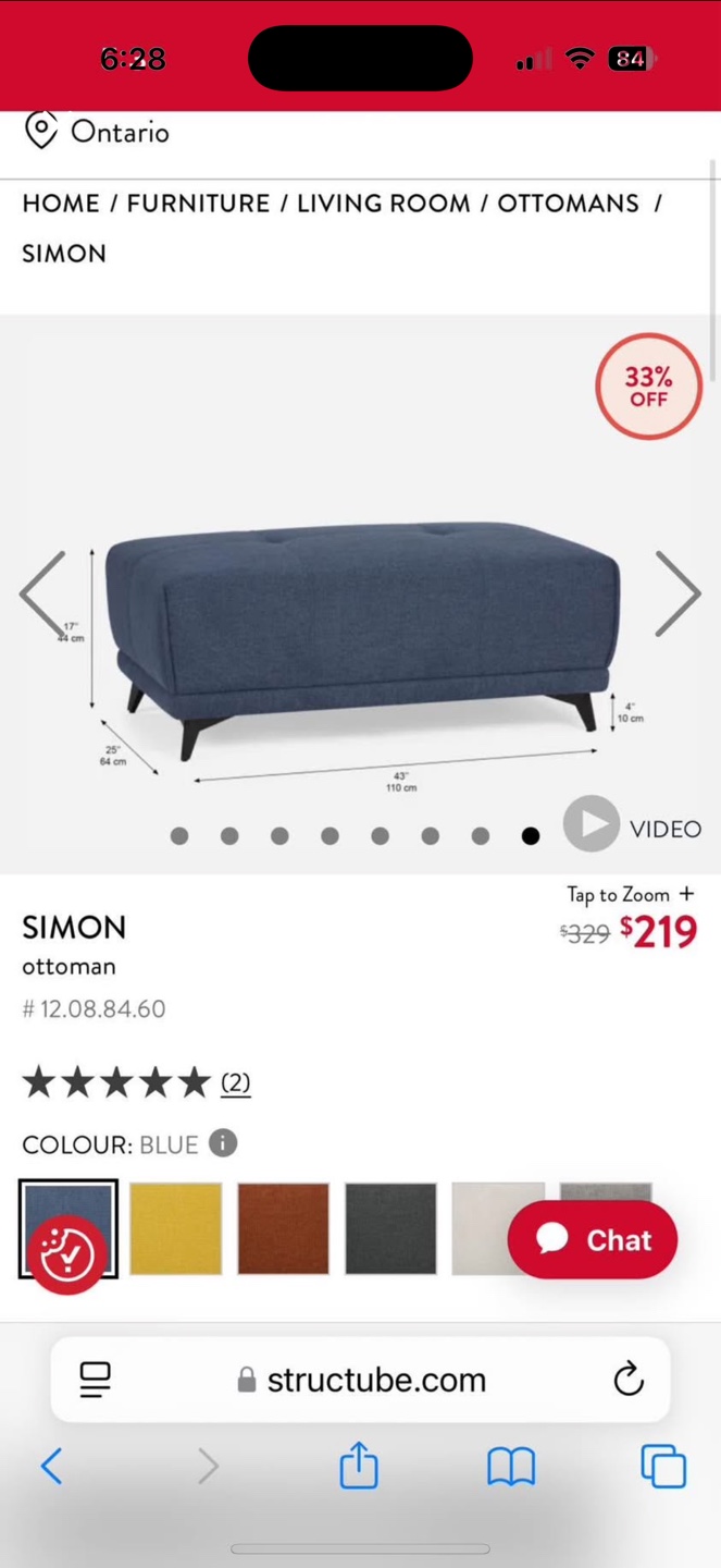 Structube Simon Ottoman - Blue