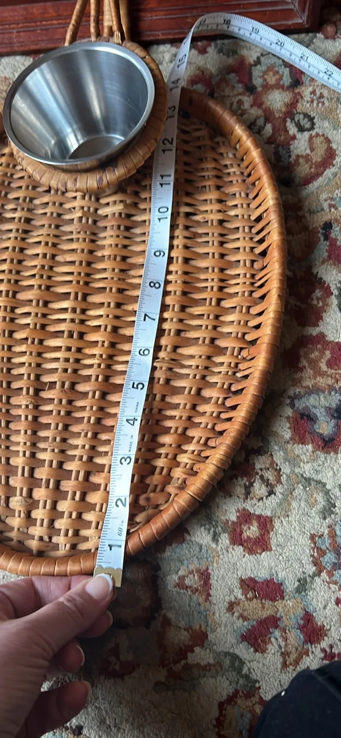 Vintage Wicker Serving Tray with Bowl image indicator(6)