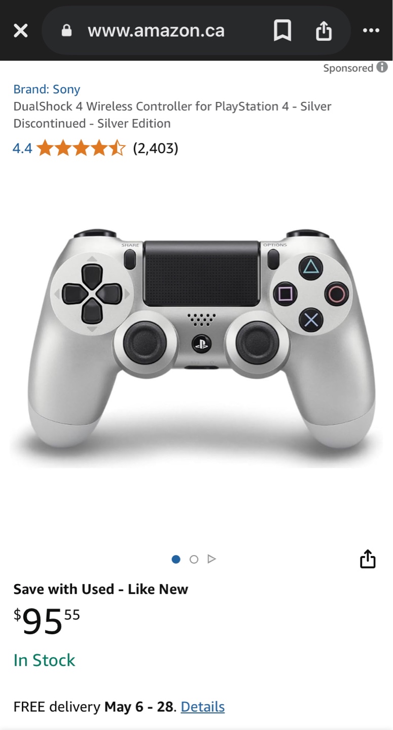 PS4 Controller (Silver) – Only $45! Rare Color, Full. - photo 4