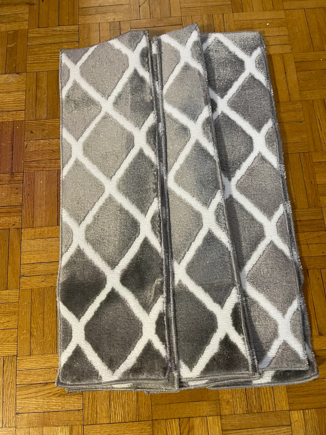 Three Grey and White Diamond Pattern Stair Runners image indicator(2)