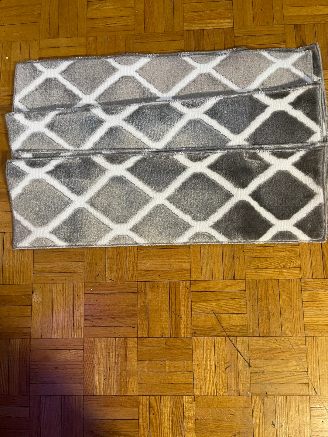 Three Grey and White Diamond Pattern Stair Runners image indicator(4)