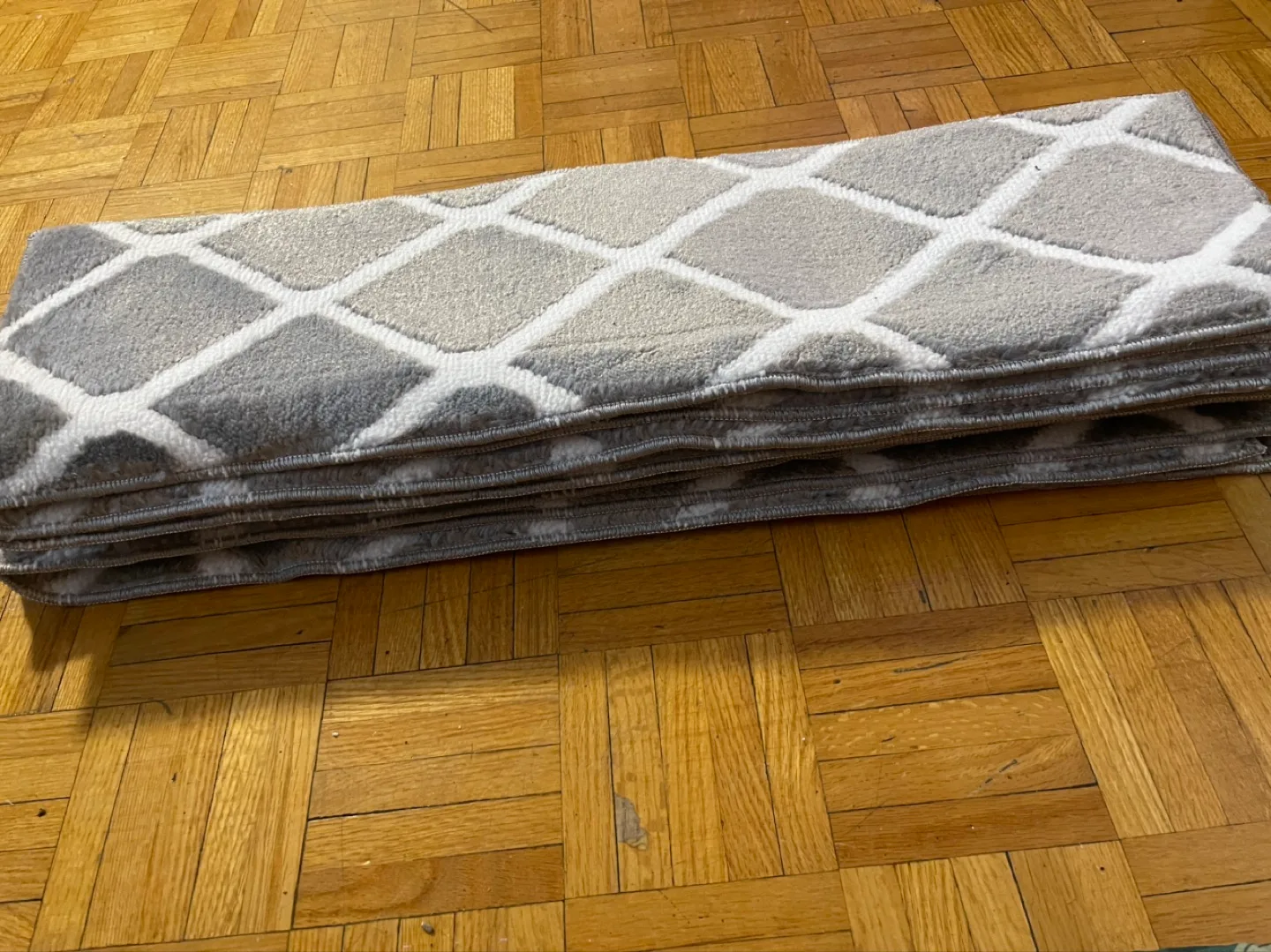 Three Grey and White Diamond Pattern Stair Runners image indicator(7)