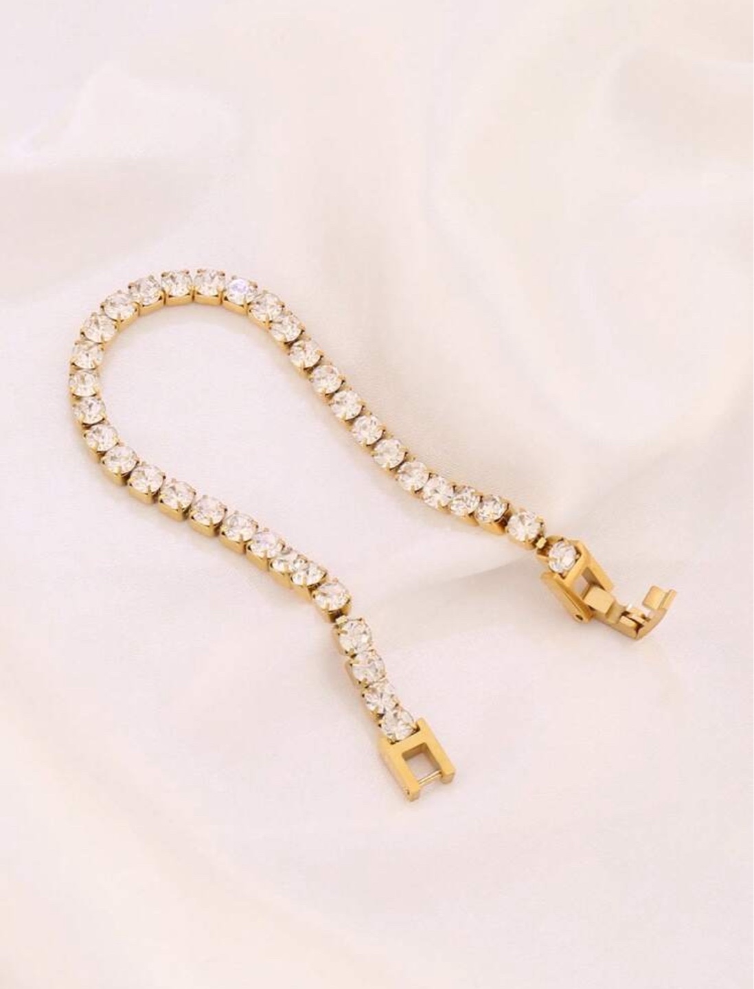 Stainless Steel Gold Tennis Bracelet with Cubic Zirconia - photo 2