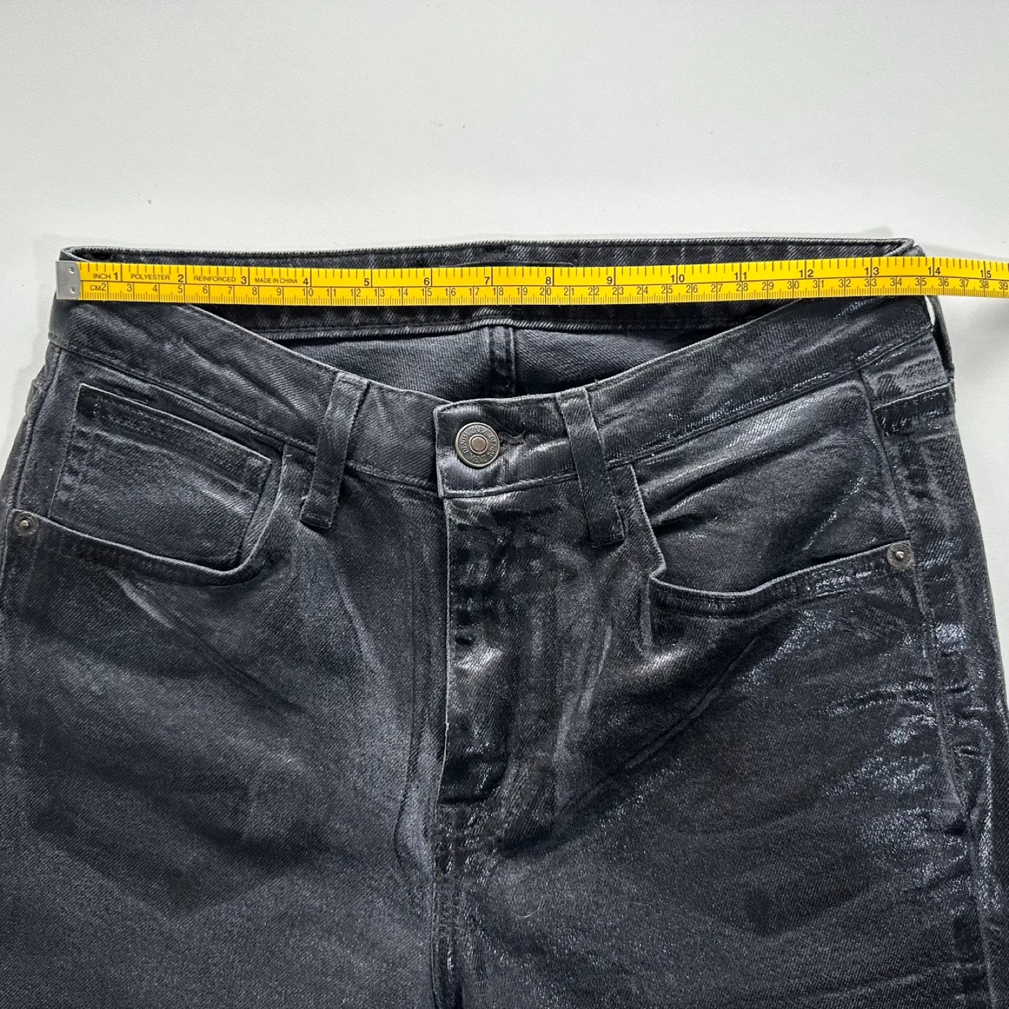 Zara Black Skinny Jeans with Glossy Finish Size 2 image indicator(5)