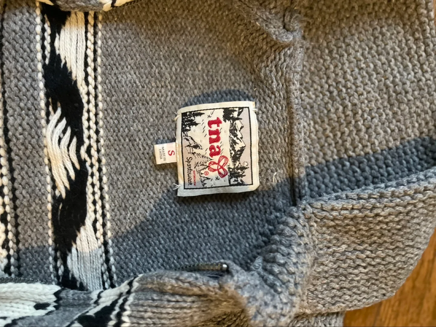 tna Size Small Grey & White Cardigan Sweater image indicator(3)