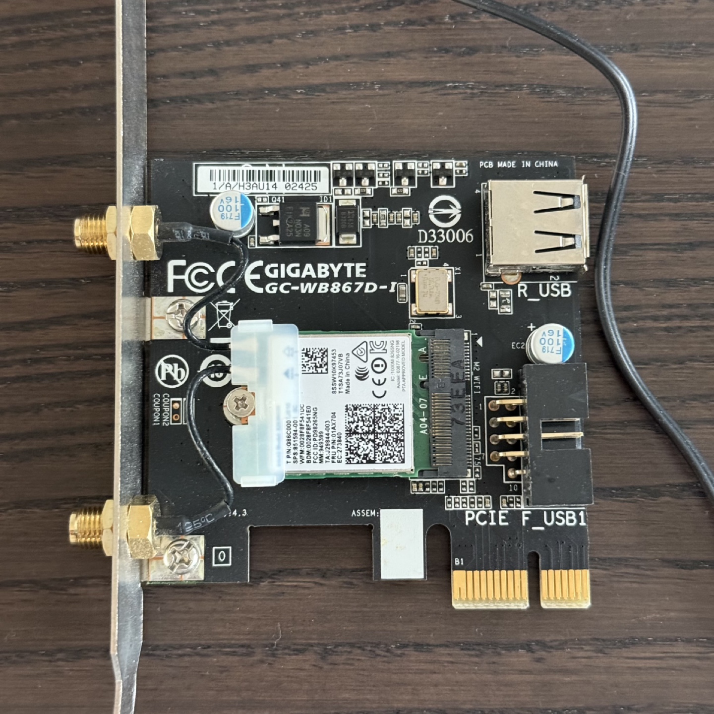 Gigabyte 802.11ac WiFi & Bluetooth PCIe Adapter